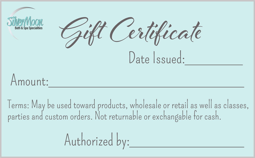Silver Moon Bath & Spa Specialties Gift Certificate